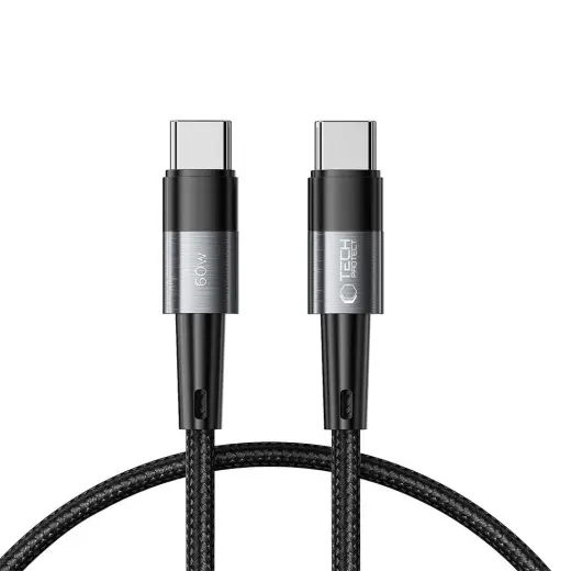 Tech-Protect UltraBoost datu pārraides un uzlādes vads | USB-C uz USB-C | 60W | 0.25m | pelēks