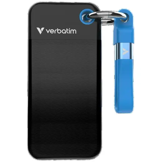 External Drive Verbatim Pocket SSD    512GB - keychain with USB-C cable 3.2 gen.2 black blue 32283