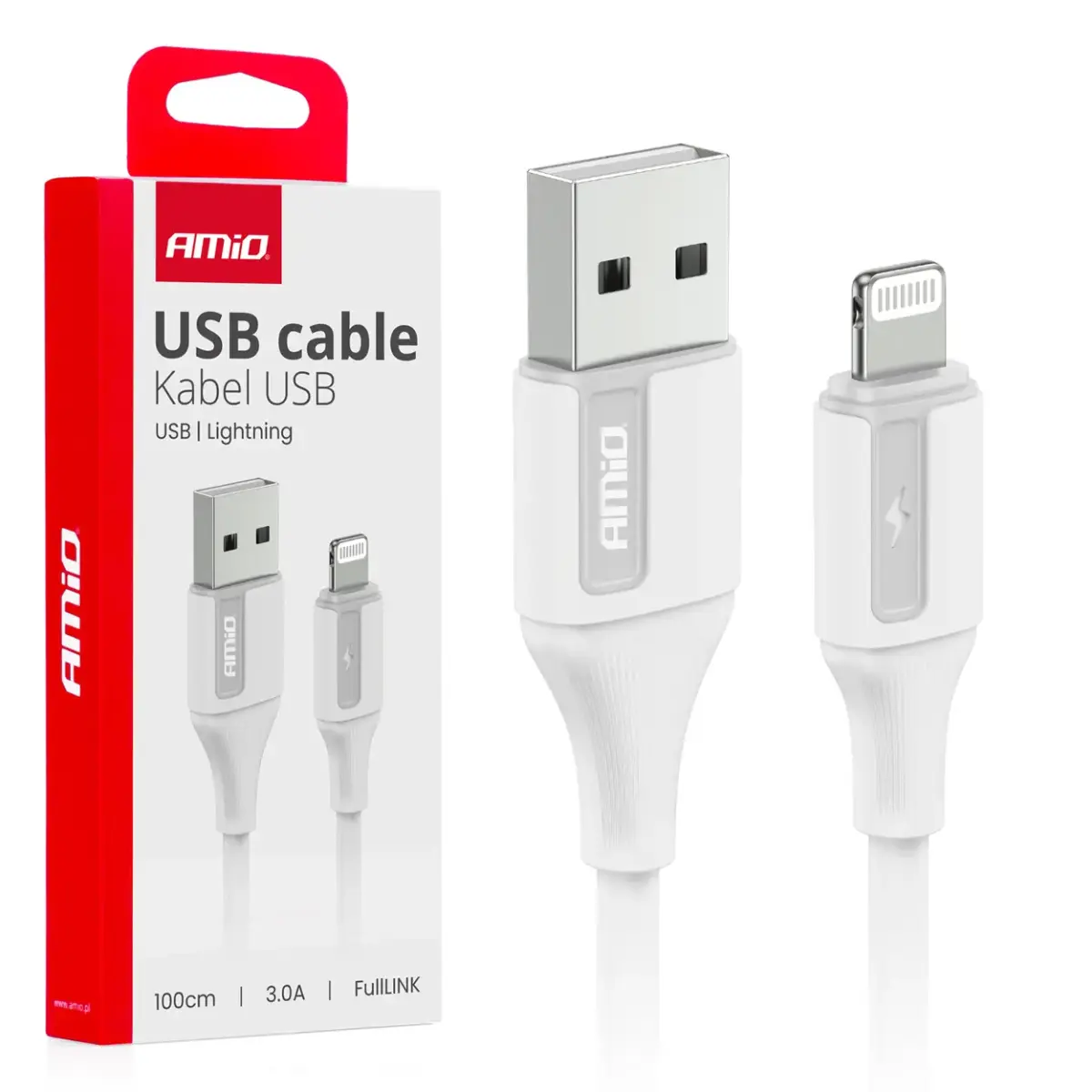 AMiO AMIO-03919 datu pārraides un uzlādes vads | USB-A uz Lightning | 15W | 1m