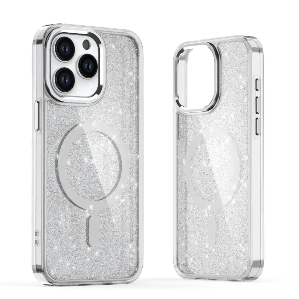 Glitter maciņš ar MagSafe atbalstu telefonam Samsung Galaxy S25 Edge (S937) balts
