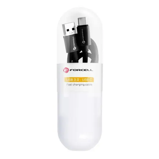 Forcell F-Energy C398 andmeedastus- ja laadimiskaabel | USB-A kuni USB-C | QC 3.0 | 15W | 1m | must