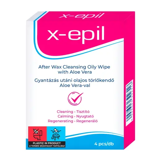 X-Epil, After Waxing Oily Wipes, Cleansing Wipes, 4 pcs