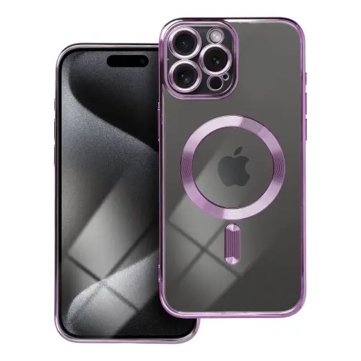 Electro Mag telefono dėklas su MagSafe palaikymu iPhone 15 Pro Max violetinis