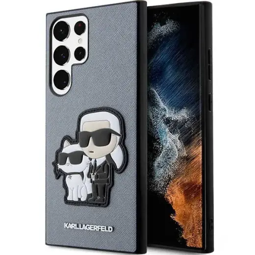 Karl Lagerfeld KLHCS23LSANKCPG S23 Ultra S918 hardcase szary|grey Saffiano Karl & Choupette