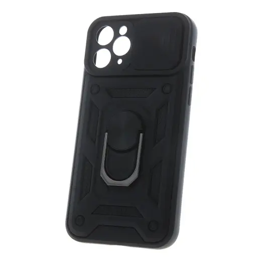 Defender Slide telefono dėklas su stovu iPhone 17 Pro Max | iPhone 18 Pro Max juodas (su kameros apsauga)