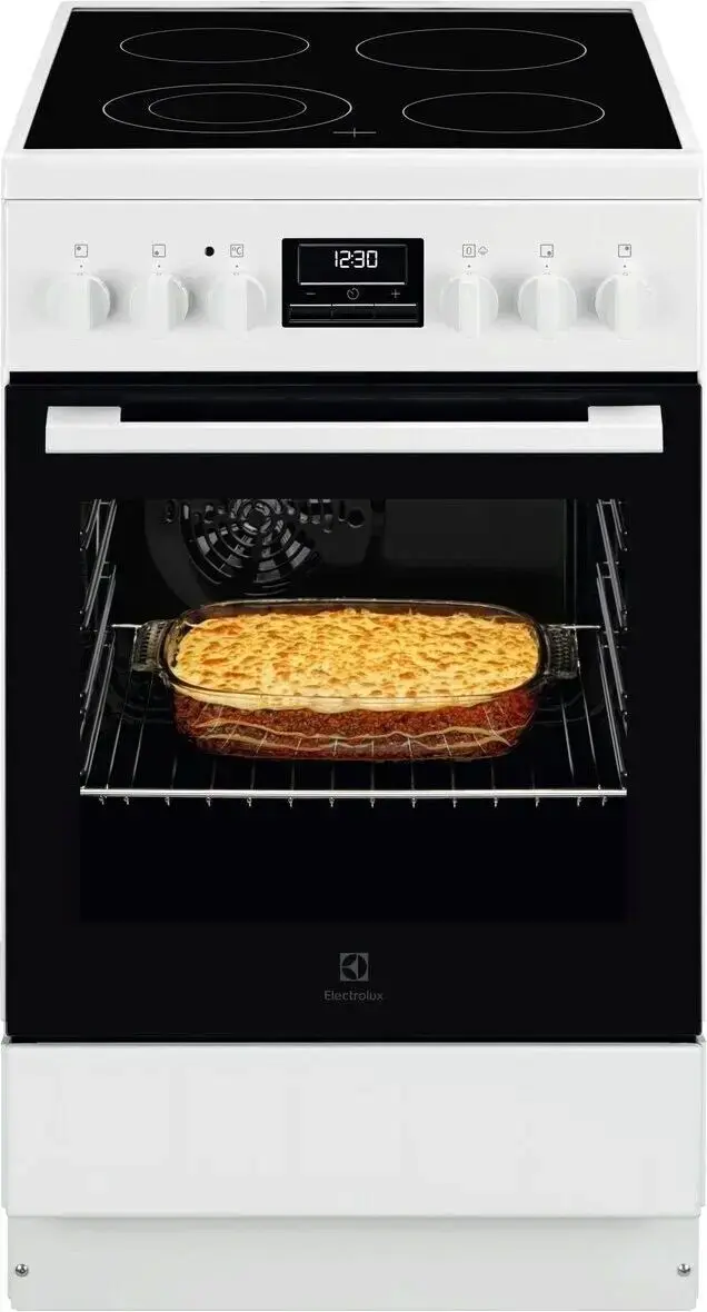 Electrolux elektriskā plīts ar elektrisko cepeškrāsni, 50cm, balta