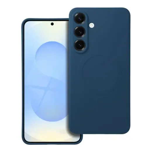Silicone Mag Cover telefono dėklas su MagSafe palaikymu Samsung Galaxy S25+ (S936) mėlynas