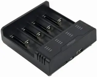 Bateriju lādētājs Gembird USB 4-slot Ni-MH + Li-ion Fast Battery Charger Black