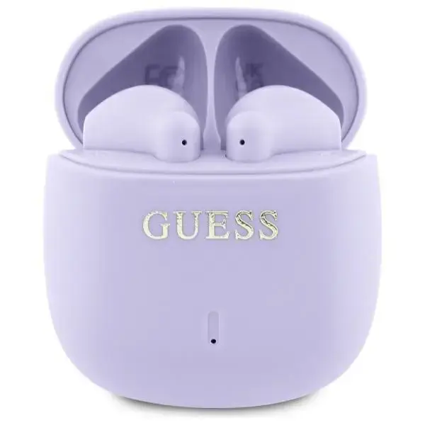 Guess słuchawki Bluetooth GUTWSJ14ESGU    TWS + stacja dokująca fioletowy|purple Printed Classic Logo