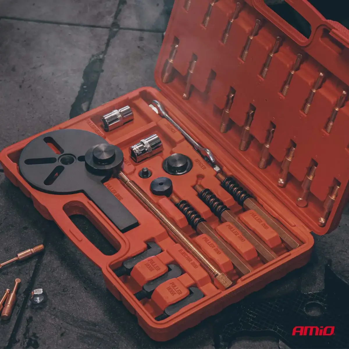 Three-claw bearing puller with hooks 44 elements AMIO-04760