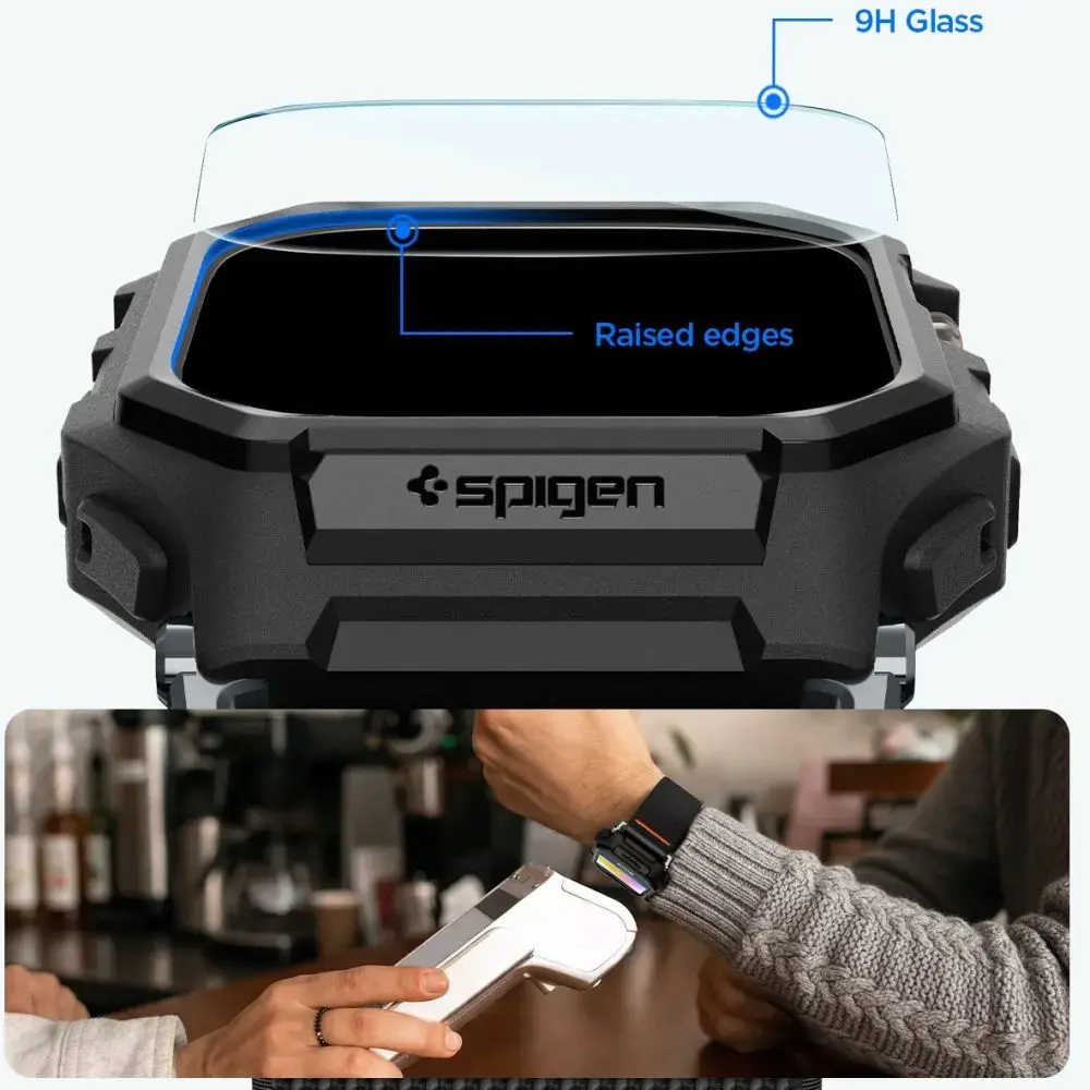 SPIGEN LITE FIT PRO & TEMPERED GLASS APPLE WATCH ULTRA 1 / 2 / 3 (49 MM) MATTE BLACK
