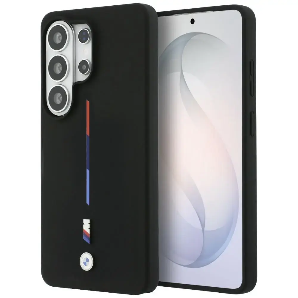 BMW M Silicone Tricolor Line maciņš ar MagSafe atbalstu telefonam Samsung Galaxy S26 Ultra (S948) melns