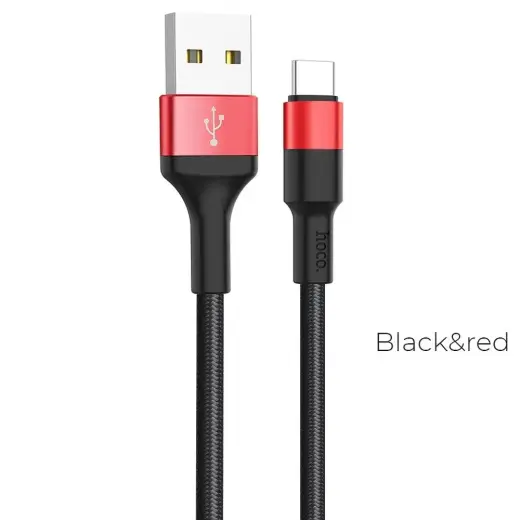 Hoco X26 datu pārraides un uzlādes vads | USB-A uz USB-C | 10W | 1m | melns, sarkans