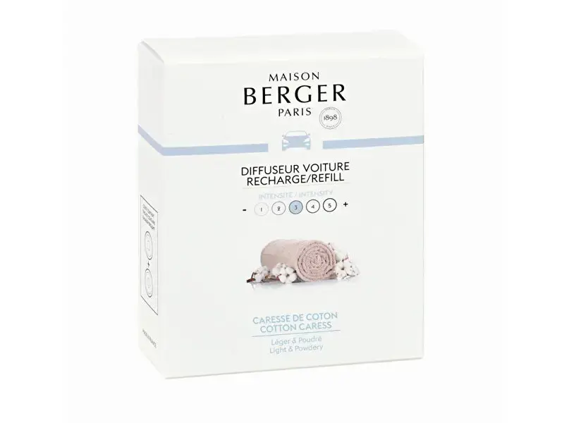 Maison Berger Paris Umplutur De Schimb Pentru Difuzor Auto Bumbac PurCaresse De Coton(Car Diffuser Recharge/Refill) 2 Buc