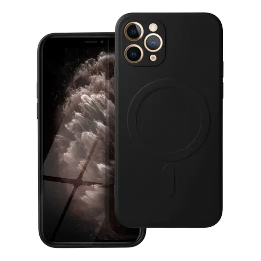 Silicone Mag Cover telefono dėklas su MagSafe palaikymu iPhone 11 Pro juodas