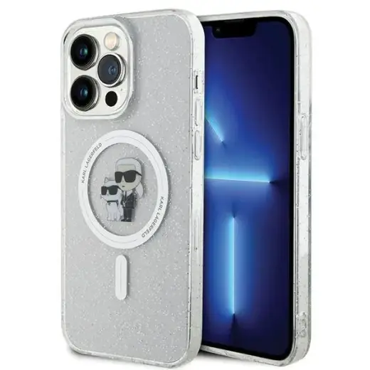 Karl Lagerfeld KLHMP14XHGKCNOT iPhone 14  Pro Max 6.7" transparent hardcase Karl&Choupette Glitter MagSafe