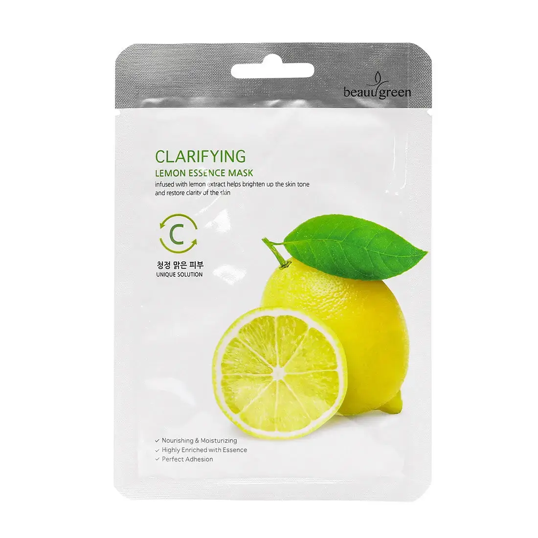 Beauugreen, Clarifying, Lemon Essence, Purifying, Sheet Mask, For Face, 23 g