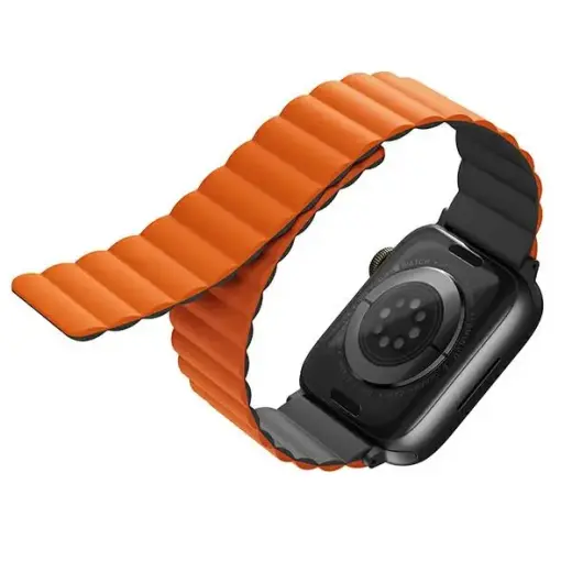 UNIQ Revix išmaniojo laikrodžio dirželis Apple Watch Series 1-9/SE/Ultra (42/44/45/49 mm) | silikoninis | pilkas/oranžinis