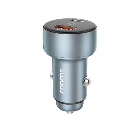 Foneng car charger | 48W | PD, QC, PPS | USB-C, USB-A, cigarette lighter socket | grey