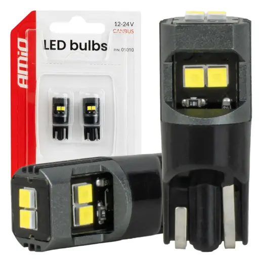 LED bulbs CANBUS T10 2020 6SMD White 12/24V AMIO-05010