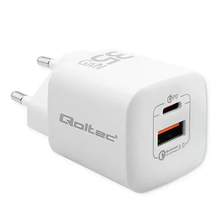 Qoltec GaN ULTRA tīkla lādētājs | 35W | GaN | USB-C