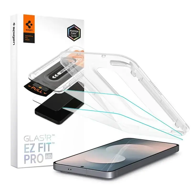Spigen Glas.tR EZ Fit Pro aizsargstikls telefona ekrānam Galaxy S25 FE ar uzstādīšanas rāmi (2 gab.)