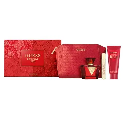 Guess Seductive Red by Guess for Women - 4 Pc Gift Set 2.5oz EDT Spray  0.5oz EDT Spray  3.4oz Body Lotion  Pouch
