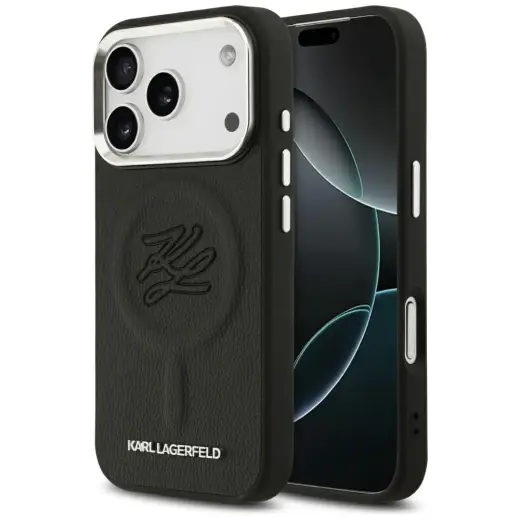 Karl Lagerfeld Initial & Metal Logo MagSafe Case for iPhone 17 Pro Max Black