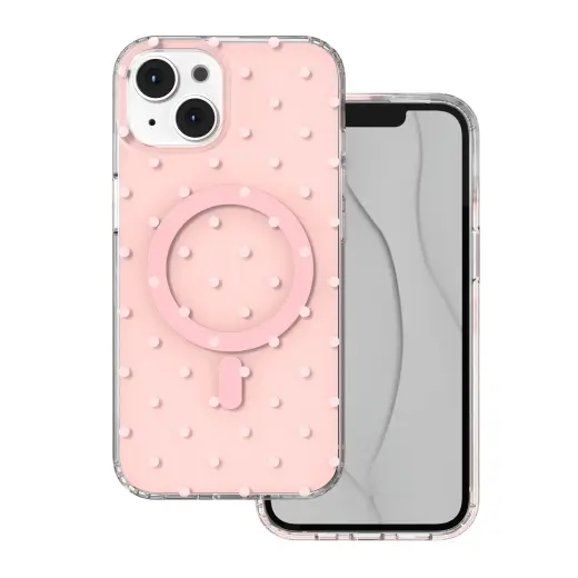 Bubble Dots Mag telefoni ümbris MagSafe toega iPhone 13 | iPhone 14 roosa