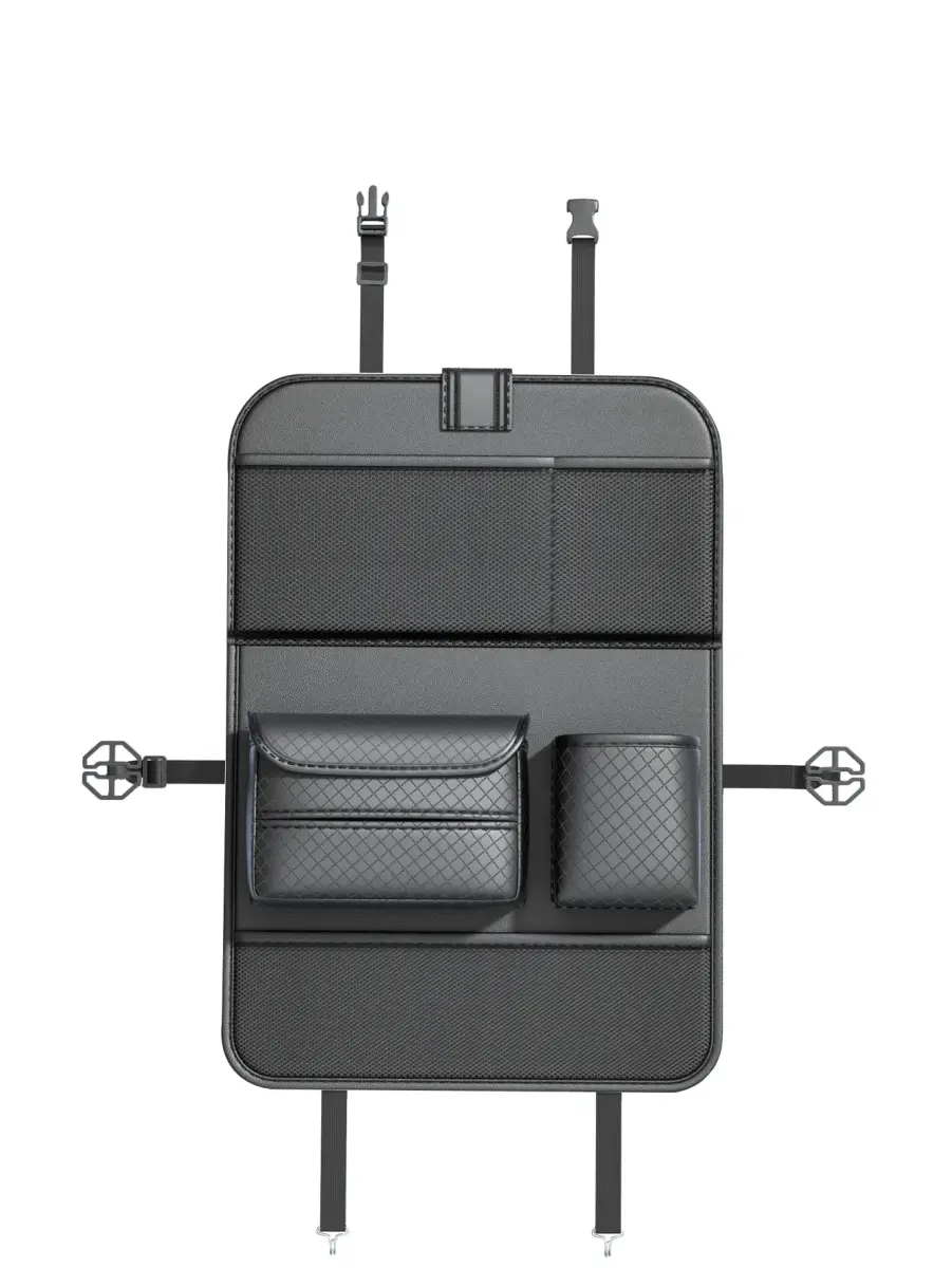 Foldable Car organizer for front seats with compartments D03-B black