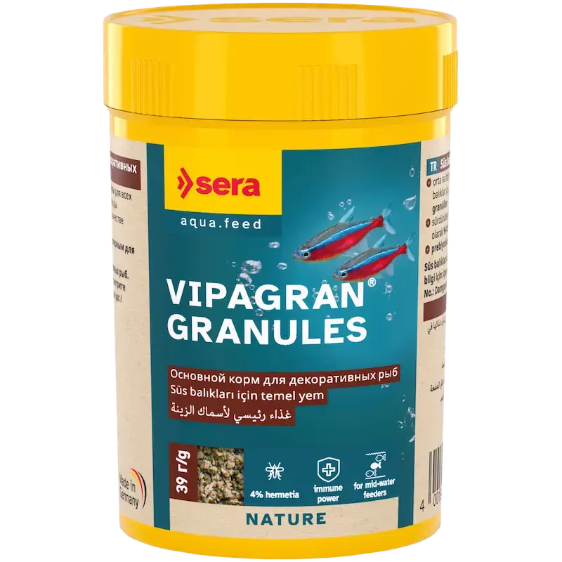 Peldoša, mīksta granulu barība dekoratīvajām zivīm - Sera Vipagran Granules 100 ml (39 g)