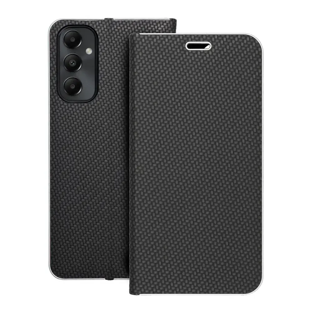 LUNA Book Carbon grāmatveida maciņš telefonam Samsung Galaxy A05s (A057) melns