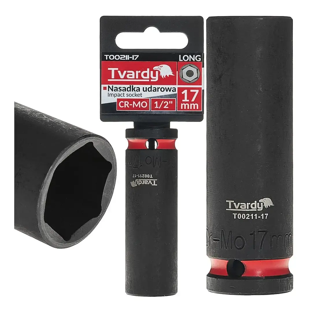Deep impact socket 1/2" 6PT 17mm CR-MO Tvardy