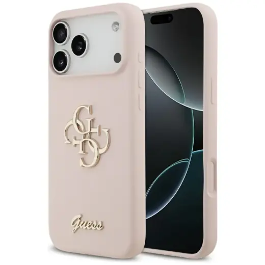 Guess Silicone Big 4G Script telefoniümbris iPhone 17 Pro Max jaoks, roosa