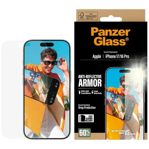 PanzerGlass Armor Anti-Reflective Tempered Glass for iPhone 17 | 16 Pro