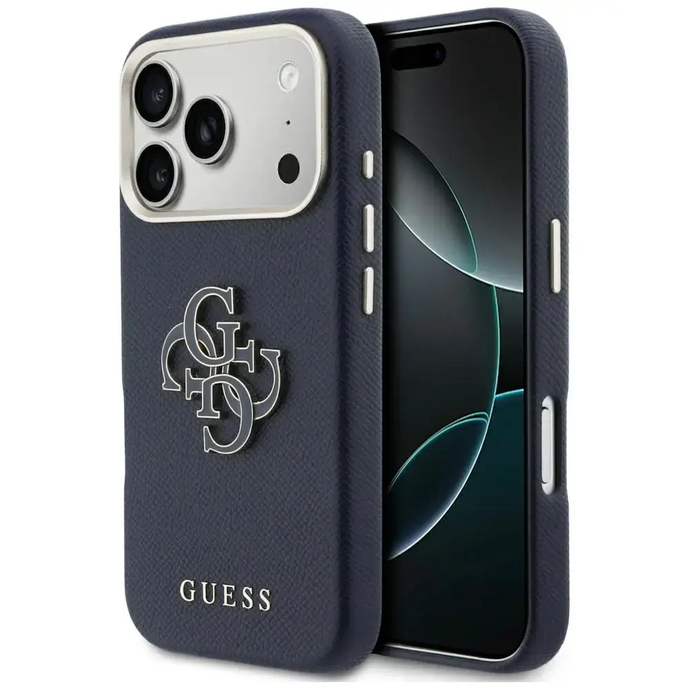 Guess FW Resin Logo maciņš telefonam iPhone 17 Pro zils