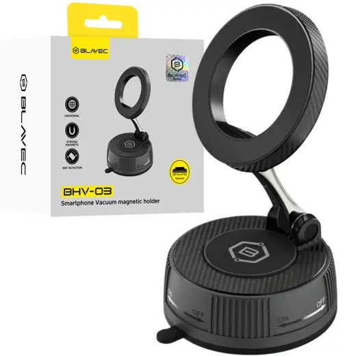 Blavec Car holder BHV-03 magnetic vacuum with gel to windshield / dashboard (BHV03-PMB) black