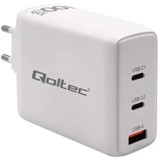 Qoltec Charger kelioninis įkroviklis | 100W | PD, GaN | USB-C, USB-A
