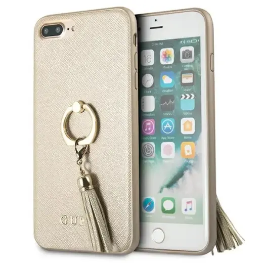 Guess GUHCI8LRSSABE iPhone 7|8 Plus beige|beżowy hard case Saffiano with ring stand