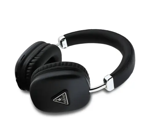Guess Saffiano PU Leather Triangle Logo Wireless Headhones Black