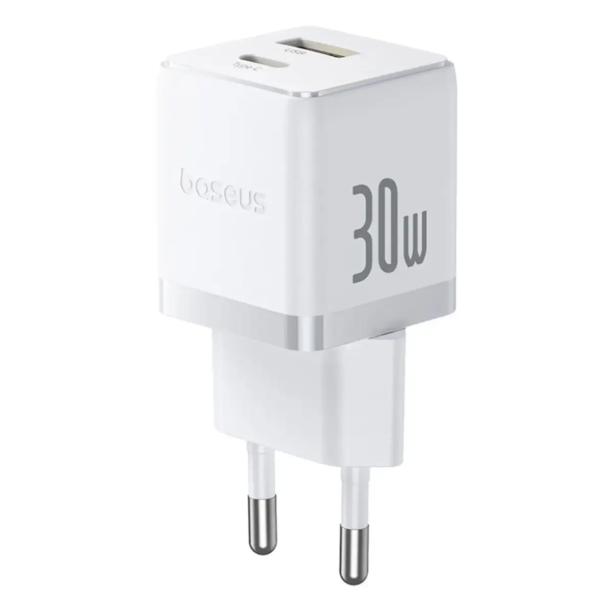 Baseus Palm tīkla lādētājs | 30W | PD, QC | USB-C, USB-A | balts