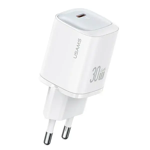 USAMS CC251 travel charger | 30W | GaN | USB-C | white