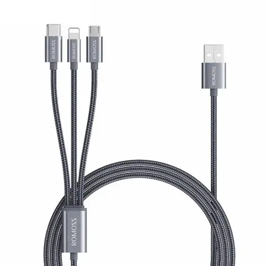 Romoss CB25A 3in1 USB-C | Lightning | Micro 3A USB cable 1m (gray)