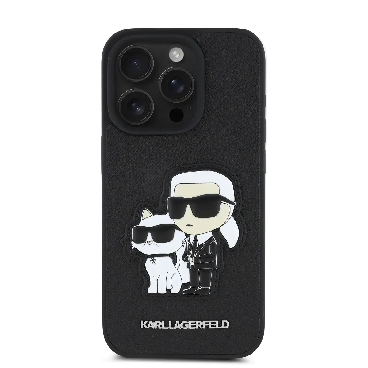 Karl Lagerfeld PU Saffiano Karl and Choupette Case for iPhone 15 Pro Max Black