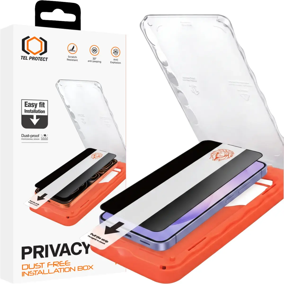Tel Protect Dust-Free Easy Fit Privacy Titan Tempered Glass for Samsung Galaxy S26 black (with fingerprint unlock)