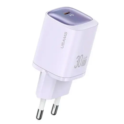 USAMS CC251 travel charger | 30W | GaN | USB-C | purple