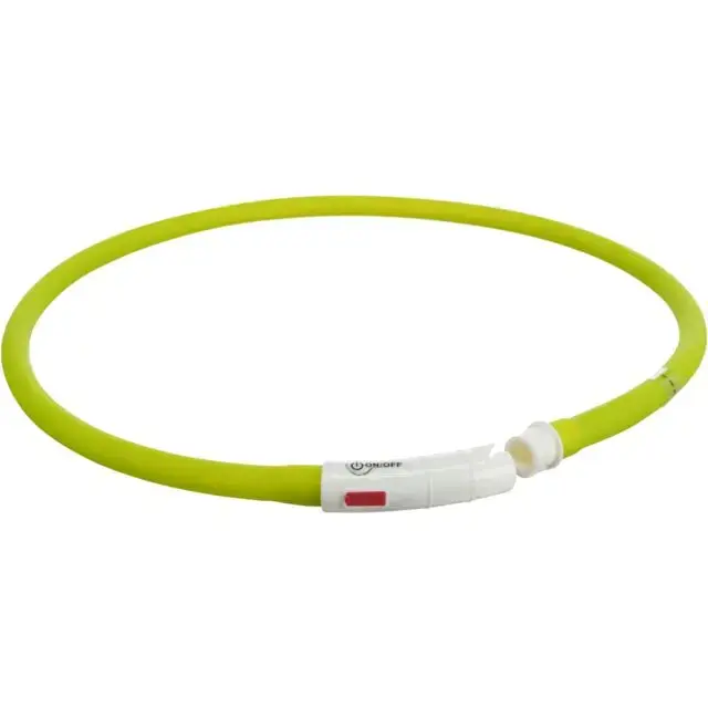 Atstarojoša kaklasiksna suņiem – Trixie Flash light ring USB, silicone, XS–XL: 70 cm|ø 10 mm, green