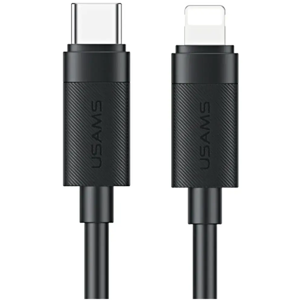 USAMS U94 datu pārraides un uzlādes vads | USB-C uz Lightning | 30W | 1m | melns