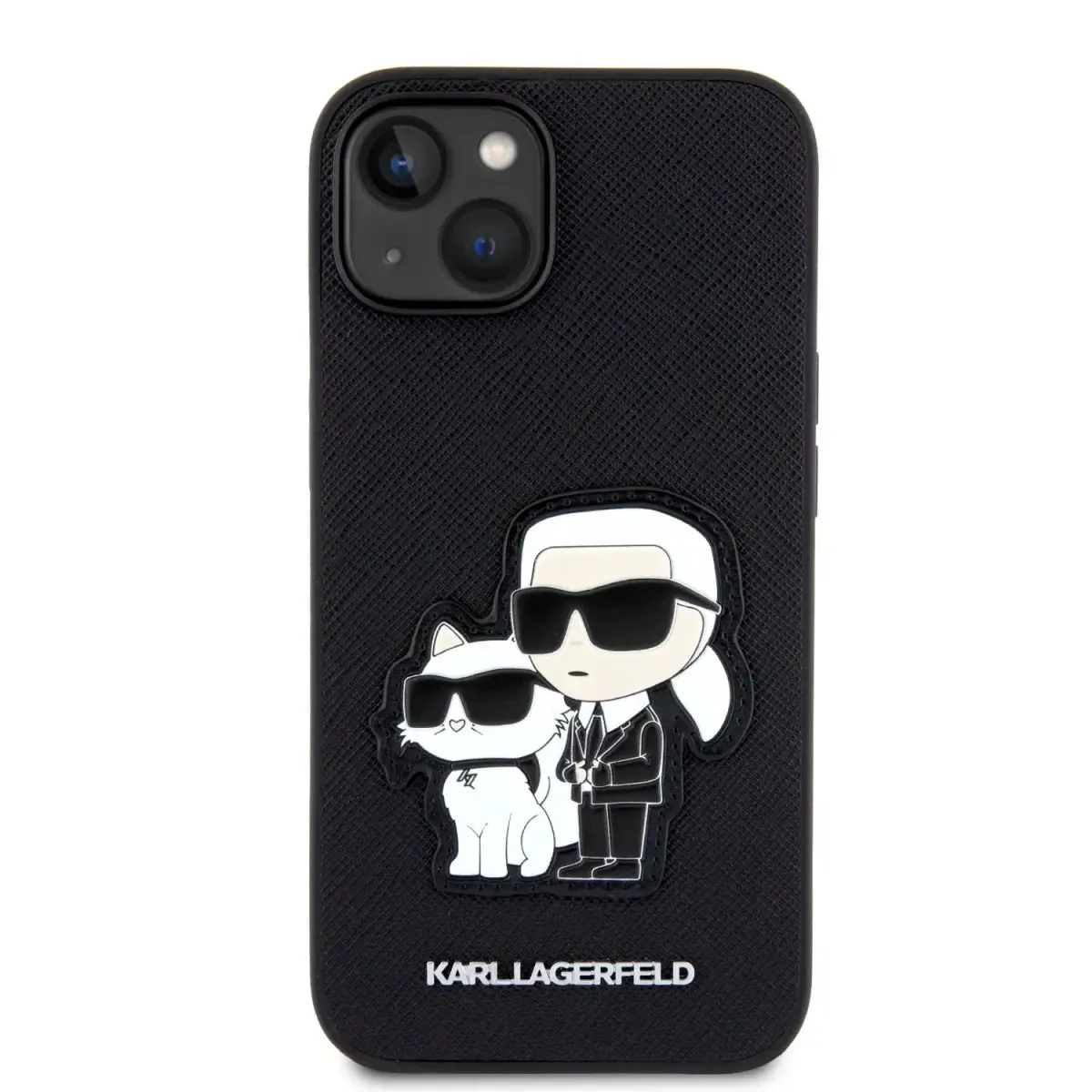Karl Lagerfeld PU Saffiano Karl and Choupette NFT Case for iPhone 13 Black
