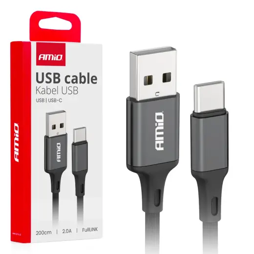 AMiO AMIO-03900 duomenų perdavimo ir įkrovimo laidas | USB-A į USB-C | 10W | 2m